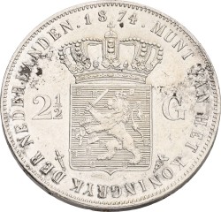 2½ Gulden. Willem III. 1874. XF.