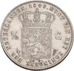 ½ Gulden. Willem II. 1848. XF.