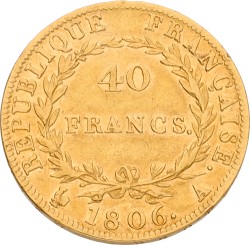 France. Paris. Napoleon Bonaparte. 40 Fancs. 1806. VF.