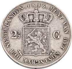 2½ Gulden. Willem II. 1846 - With Sword. VF -.