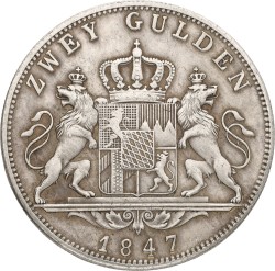 German States. Bavaria. Ludwig II. 2 Gulden. 1847. XF.