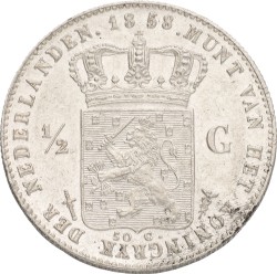 ½ Gulden. Willem III. 1858. XF +.