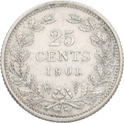 25 Cent. Wilhelmina. 1901 - Narrow Bust. XF +.