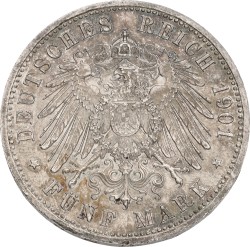 German States. Prussia. Wilhelm II. 5 Mark. 1901. XF +.