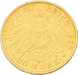 German States. Hamburg. 20 Mark. 1897. XF.