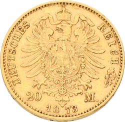 German States. Bavaria. Ludwig II. 20 Mark. 1873. XF.