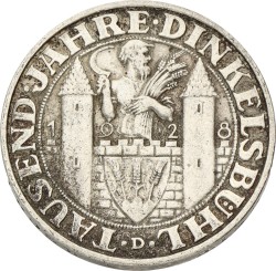 Germany. Weimar Republic. 3 Mark - Dinkelsbühl. 1928. XF.