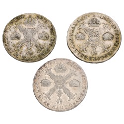 Belgium. Austrian Netherlands. Franz II. Lot (3) Kronenthaler. 1794 H, 1796 A & B. Average F.