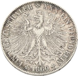 German States. Frankfurt. Vereinsthaler. 1860. XF -.