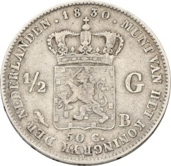 ½ Gulden. Willem I. 1830 - With Michaut. VF.