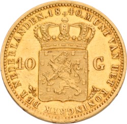 10 Gulden. Willem I. 1840. XF +.