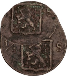 ¼ Stuiver. Nederlands-Indië. Willem I. 1823 - Double struck, off centre. VF.