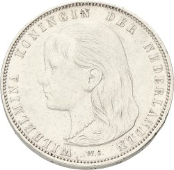 1 Gulden. Wilhelmina. 1892. XF +.