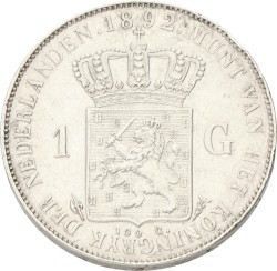 1 Gulden. Wilhelmina. 1892. XF +.