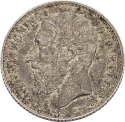 Belgium. Leopold II. 1 Franc. 1887. XF.