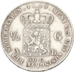 ½ Gulden. Willem I. 1829. VF +.