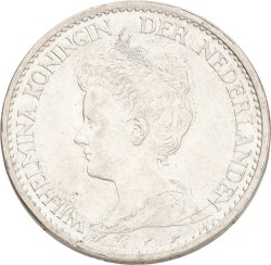 1 Gulden. Wilhelmina. 1914. XF +.