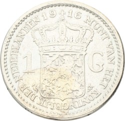 1 Gulden. Wilhelmina. 1916. XF -.