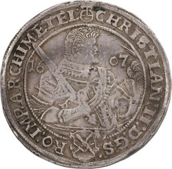 German States. Saxony. Christian II, John George I and August. Thaler. 1607. VF.