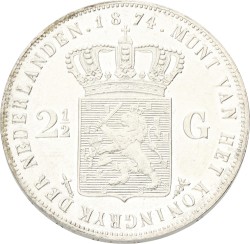 2½ Gulden. Willem III. 1874. XF +.