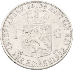 1 Gulden. Wilhelmina. 1904. VF.