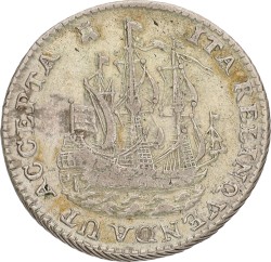 Scheepjesschelling van 6 stuiver - PIEDFORT. Zeeland. 1753 - With dutch flag on stern. VF +.