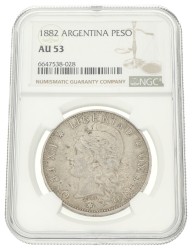 Argentina. Peso. 1882. AU 53.