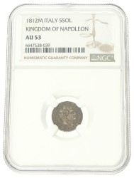 Italian states. Napoleonic kingdom. Napoleon. 5 Soldi. 1812 M. AU 53.