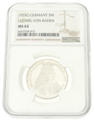 Germany. BRD. 5 Mark - Ludwig Von Baden. 1955G. MS 62.