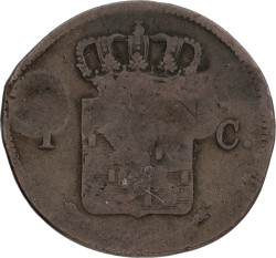 1 Cent. Willem I. 1826 - With 3 countermarks. F / VF.