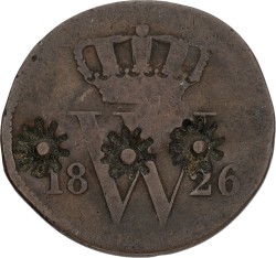 1 Cent. Willem I. 1826 - With 3 countermarks. F / VF.