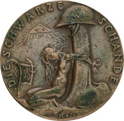 Germany. Weimar republic. 1920. The watch on the Rhine - Protestmedal against the occupation of the Rhineland by French colonial forces. VF +.