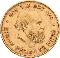 10 Gulden. Willem III. 1875/74. XF +.