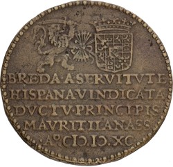 Noordelijke Nederlanden. Dordrecht. 1590. Inname van Breda met het turfschat. VF.