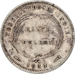 ½ Gulden. Nederlands-Indië. Willem I. 1834. VF +.