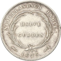 ½ Gulden. Nederlands-Indië. Willem I. 1826. VF / XF.