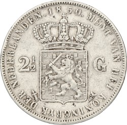 2½ Gulden. Willem III. 1850. VF.