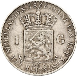 1 Gulden. Willem III. 1866. VF -.