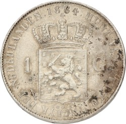 1 Gulden. Willlem III. 1864. VF / XF.