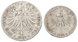 German States. Frankfurt. Lot (2) 2 & 1 Thaler. 1860 & 1862. F / VF.