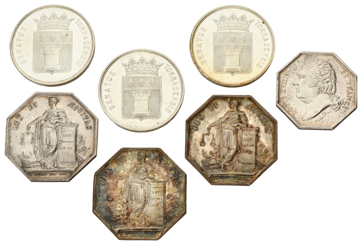 France. Tournai & Lille. 19th century. Lot (7) Jeton. Average XF.