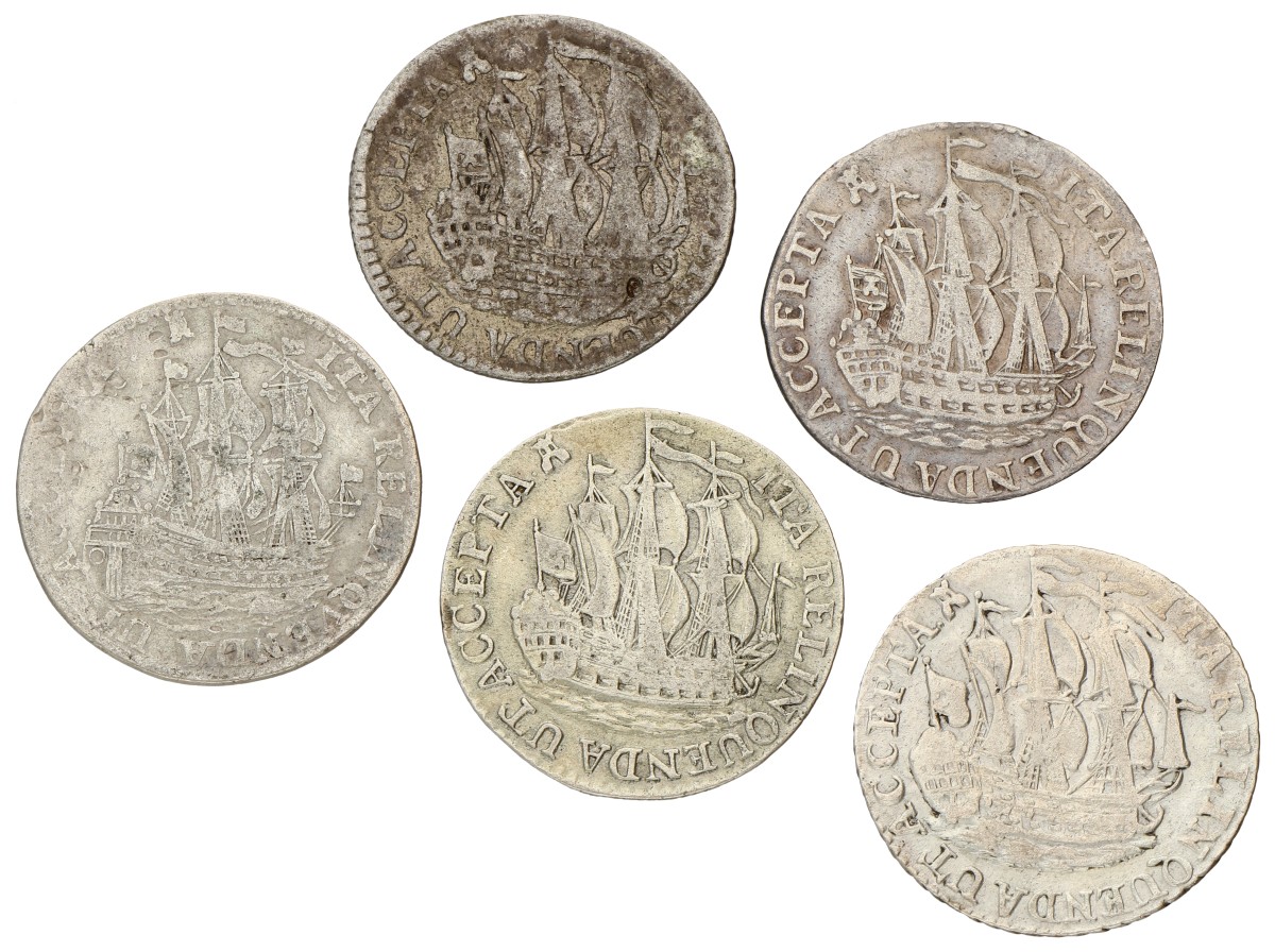 Lot (5) Scheepjesschelling van 6 stuiver. Zeeland. 1755, 1772, 1773, 1778 & 1791. About VF.