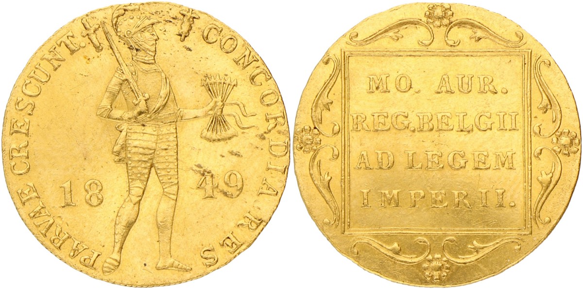 Gouden dukaat. Willem III. 1849. VF +.