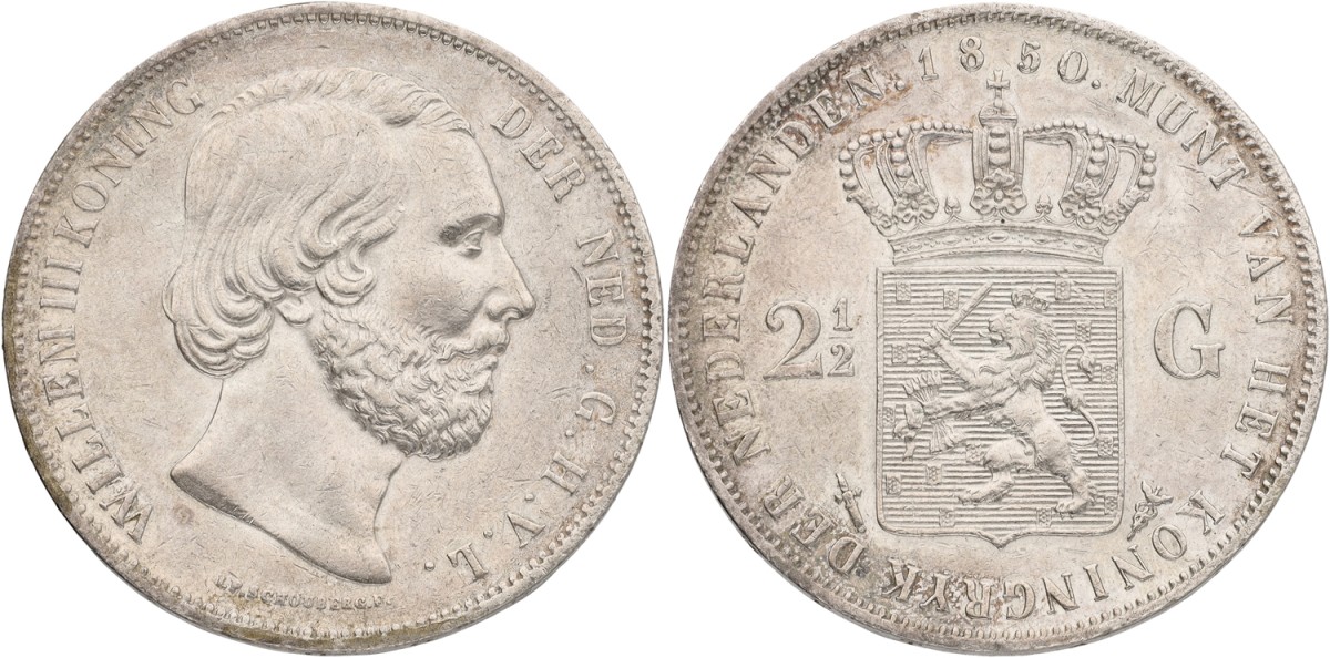 2½ Gulden. Willem III. 1850. XF +.