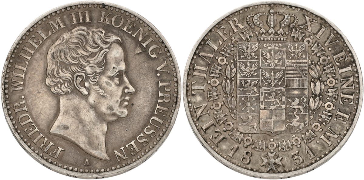 German States. Prussia. Friedrich Wilhelm III. Thaler. 1831 A. XF +.