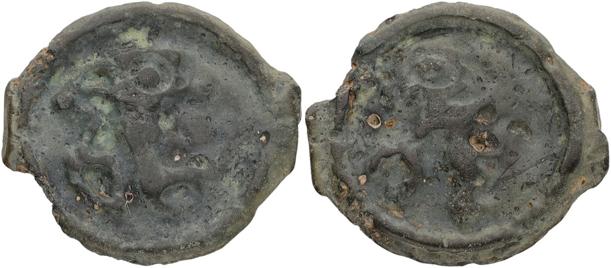 Gallia Belgica. Running warrior type. Potin. ND (90 - 50 BC). F.
