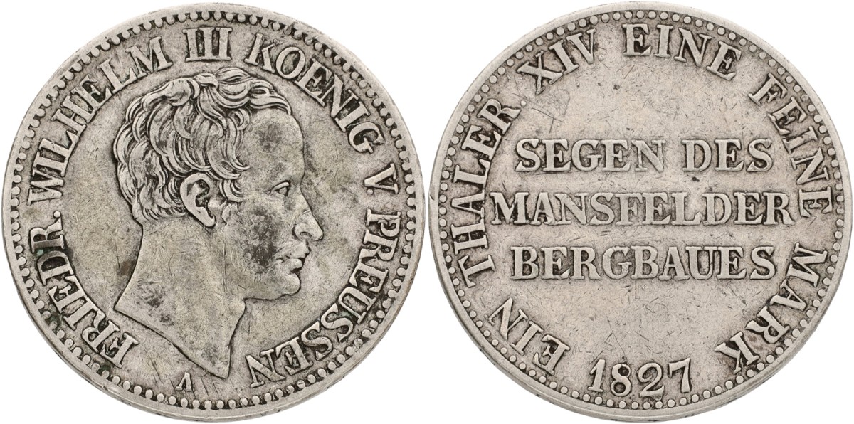 German States. Prussia. Friedrich Wilhelm III. Reichsthaler. 1827. XF.