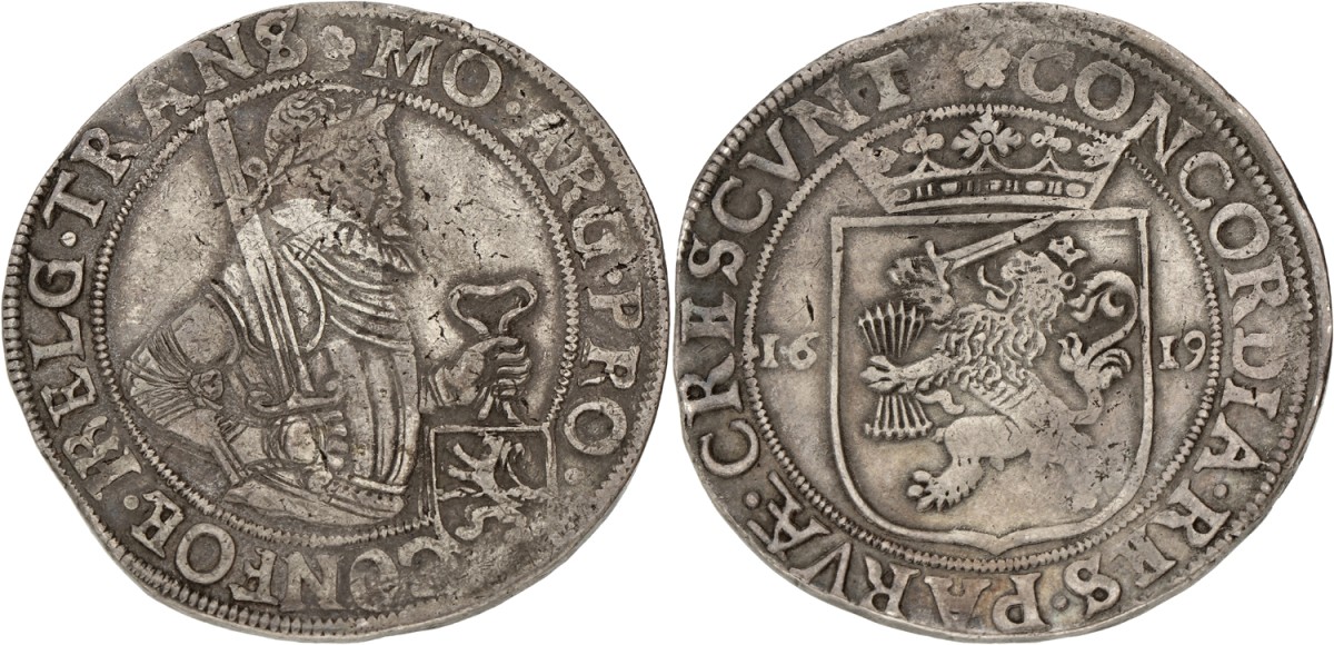 Nederlandse rijksdaalder. Overijssel. 1619 r/r. VF +.