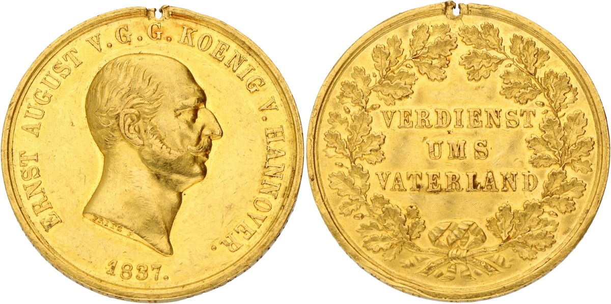 German states. Hannover. 1837. Medal of Merit - Given to artist and gutsbesitzer F. Siemering for the Adolphshof. VF +.