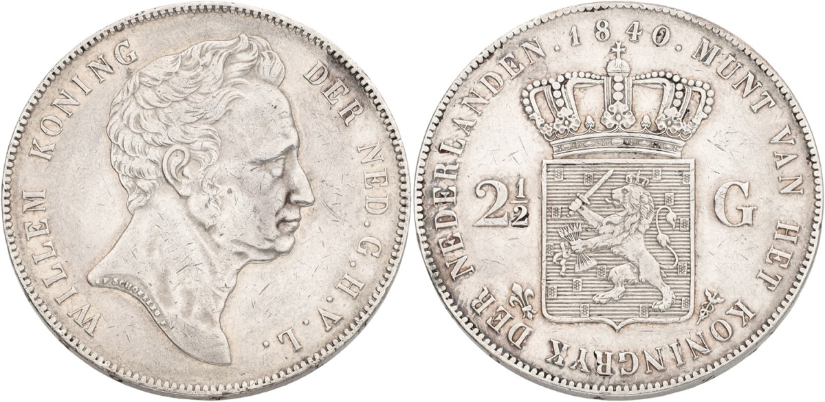 2½ Gulden. Willem I. 1840. VF / XF.